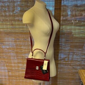 Ralph Lauren Red Crocodile-Embossed leather Handbag by LaurenRalph Lauren-NEW!D3